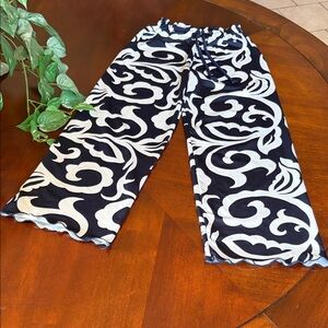 Girls Navy & White Swirl Lounge Pants with Drawstring